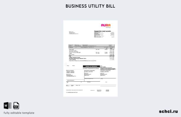 скачать цифровой шаблон счета за коммунальные услуги AURA Energi в Дании
